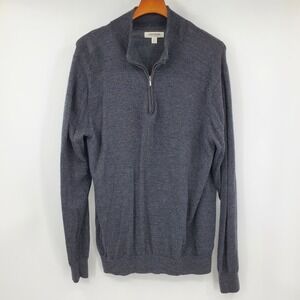 Goodthreads Mens XL 100% Merino Wool 1/4 Zip Sweater Gray Pullover Minimalist